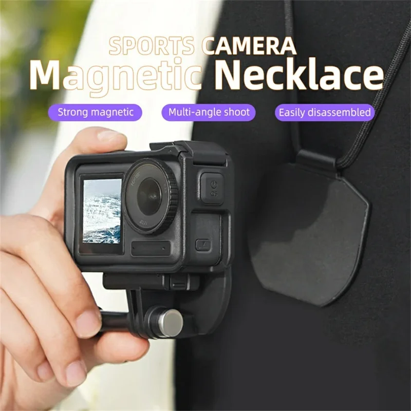 For GoPro Hero 12 / 11 / 10 / 9 / 8 / DJI Osmo Action 3 / 4 Action Camera Neck Hanging Magnetic Bracket Camera Mount Adapter