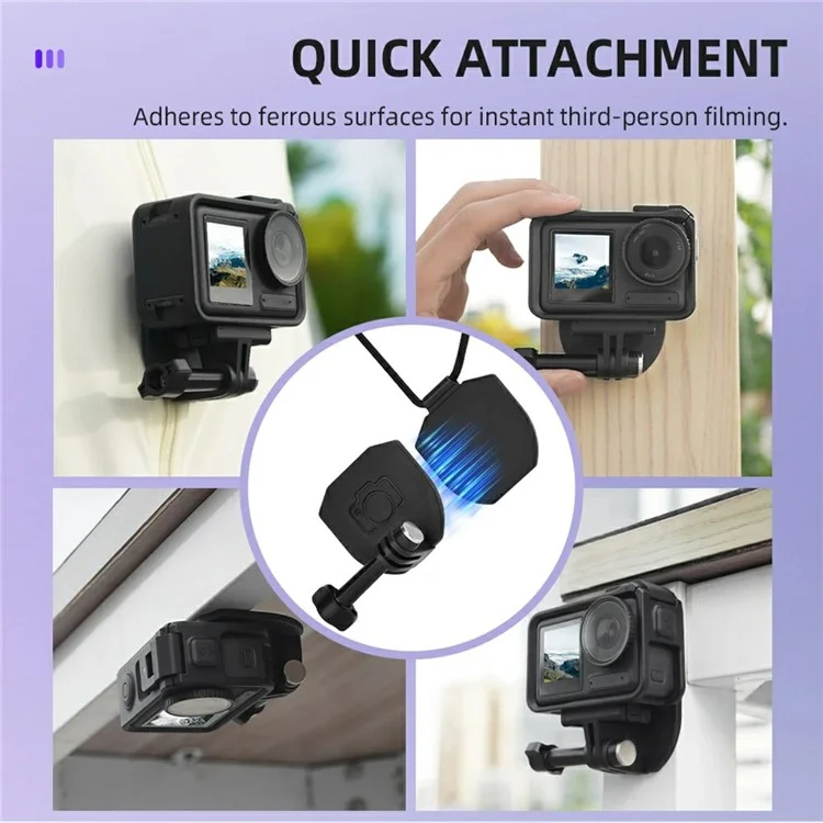 For GoPro Hero 12 / 11 / 10 / 9 / 8 / DJI Osmo Action 3 / 4 Action Camera Neck Hanging Magnetic Bracket Camera Mount Adapter