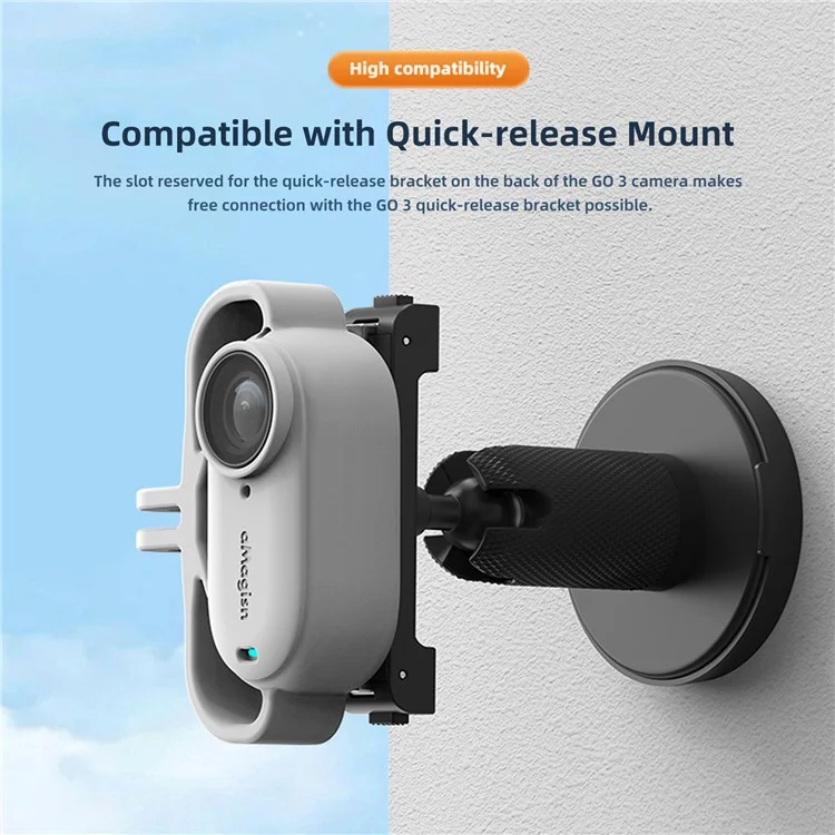 AMAGISN Shock Absorption Action Camera Silicone Case for Insta360 Go 3S - Black / Horizontal