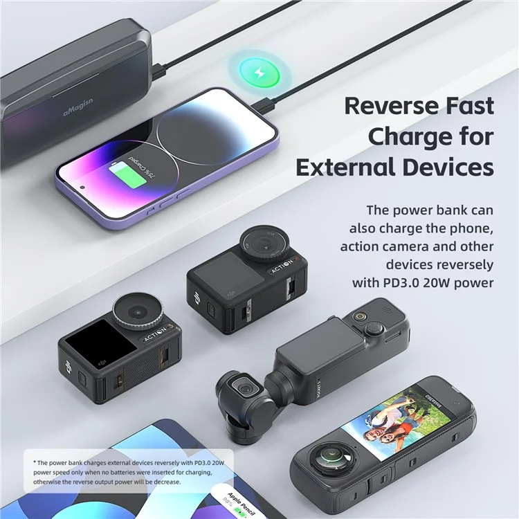 AMAGISN 7710mAh Быстрая зарядка Power Bank для DJI Osmo Action 4 / 3 Action Camera Accessories
