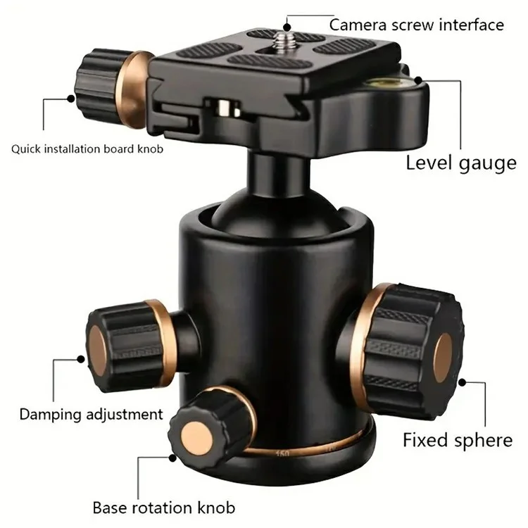 QZSD Q02S Support de Cardan en Alliage d'Aluminium pour Appareil Photo Reflex 36mm