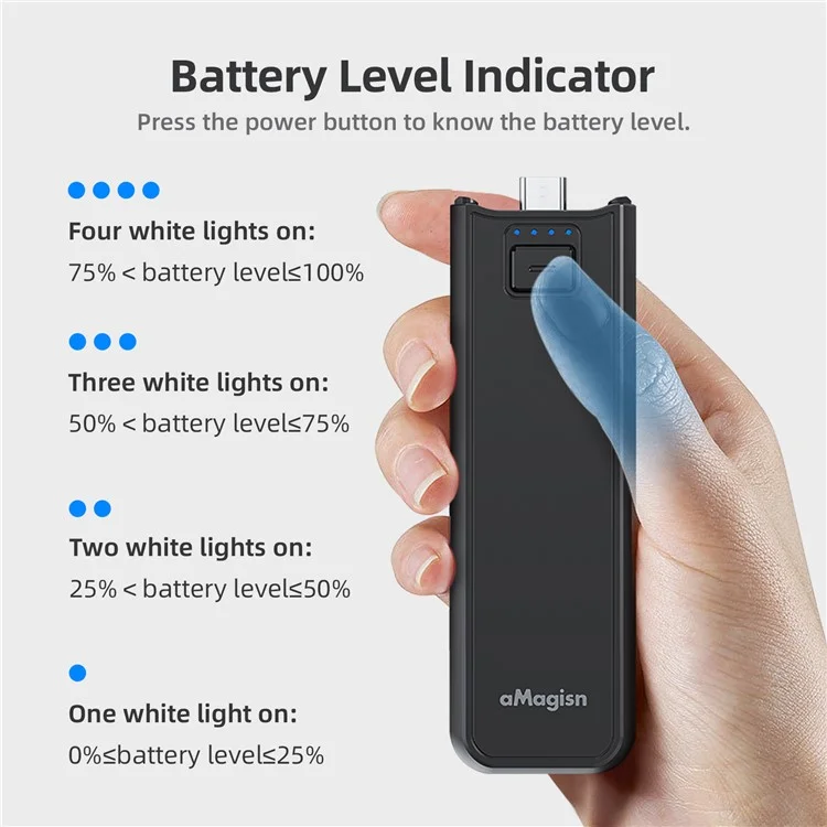 AMAGISN Pour DJI Osmo Pocket 3 Batterie Poignée 4500mAh Power Stick avec 1/4 Pouce Port de Montage