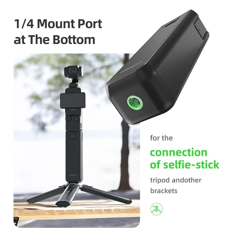 AMAGISN Pour DJI Osmo Pocket 3 Batterie Poignée 4500mAh Power Stick avec 1/4 Pouce Port de Montage