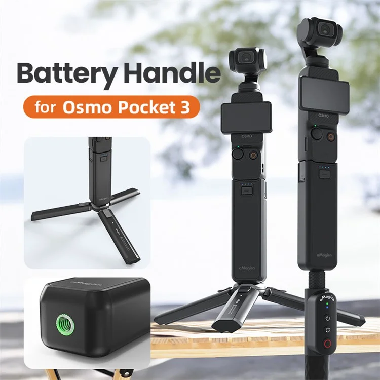 AMAGISN Pour DJI Osmo Pocket 3 Batterie Poignée 4500mAh Power Stick avec 1/4 Pouce Port de Montage