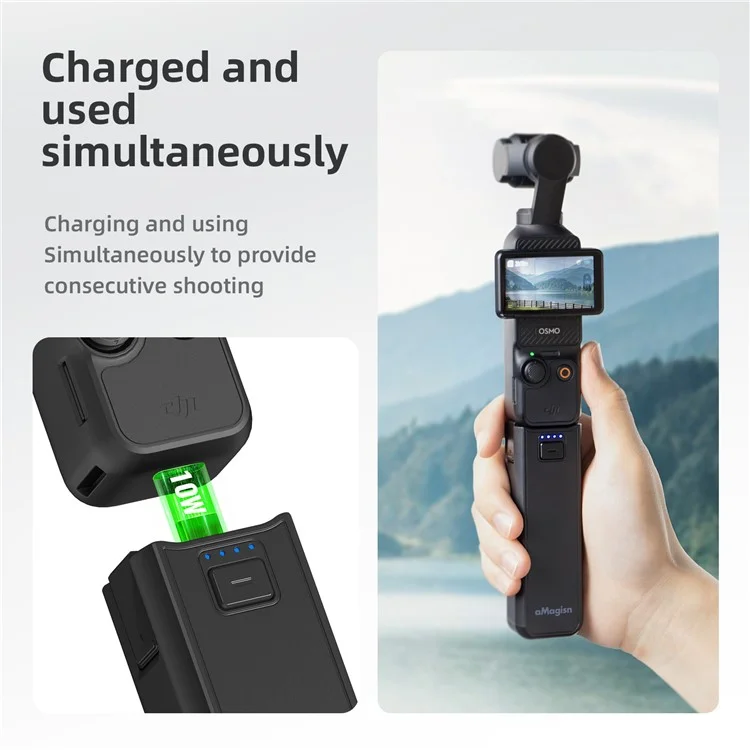 AMAGISN Pour DJI Osmo Pocket 3 Batterie Poignée 4500mAh Power Stick avec 1/4 Pouce Port de Montage