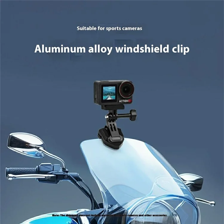 Flymile Pour GoPro Hero 13 / DJI Osmo Action 5 Pro / Pocket 3 Sports Camera Motorcycle Wicshield Pramp Set - Noir