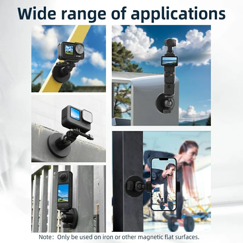 BRDRC Magnetic Camera Mount 360-Degree Rotation Ball Head - Black