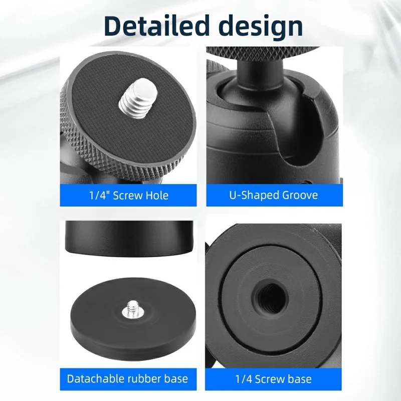 BRDRC Magnetic Camera Mount 360-Degree Rotation Ball Head - Black