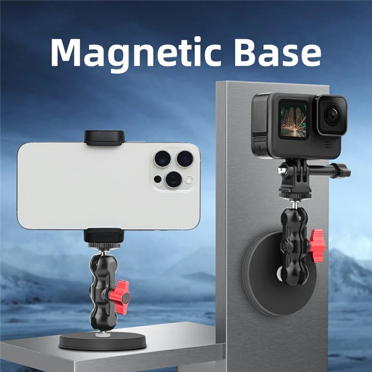 FLYMILE Action Camera Magnetic Mount Dual Ball Head Camera Stand Holder