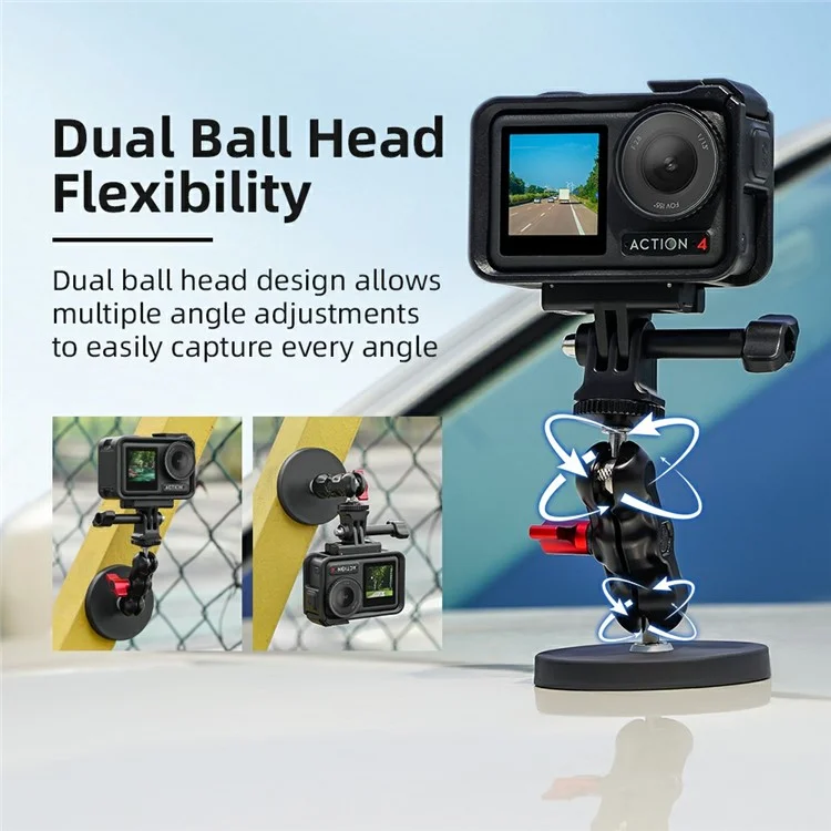 FLYMILE Action Camera Magnetic Mount Dual Ball Head Camera Stand Holder