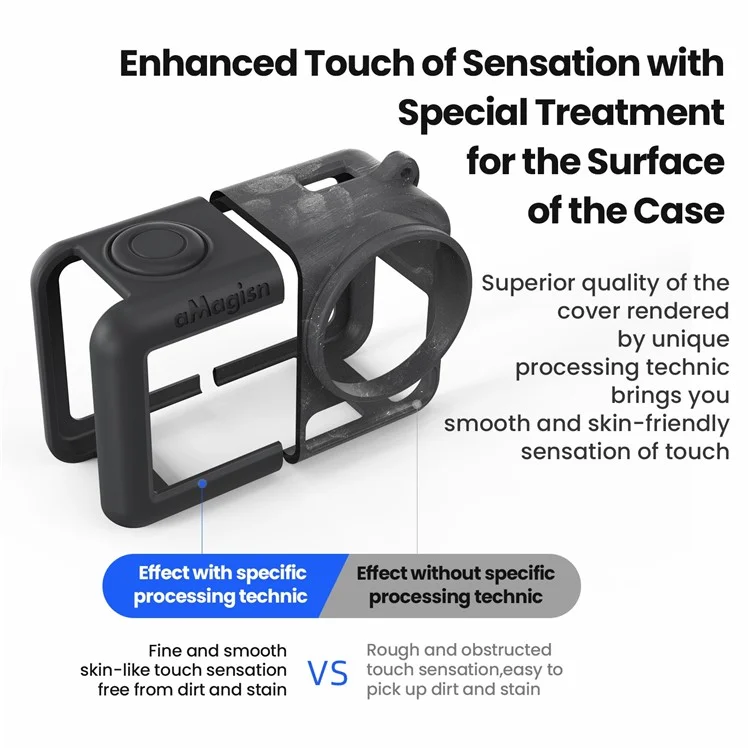 AMAGISN Silicone Protective Case for DJI Osmo Action 5 Pro Sports Camera Accessory - Black