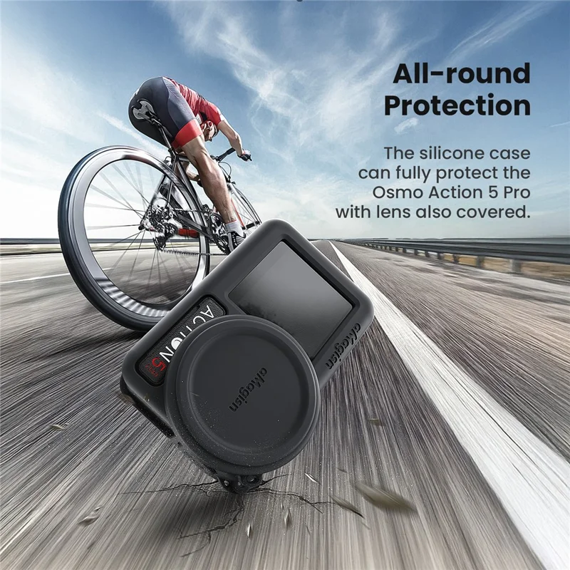 AMAGISN Silicone Protective Case for DJI Osmo Action 5 Pro Sports Camera Accessory - Black