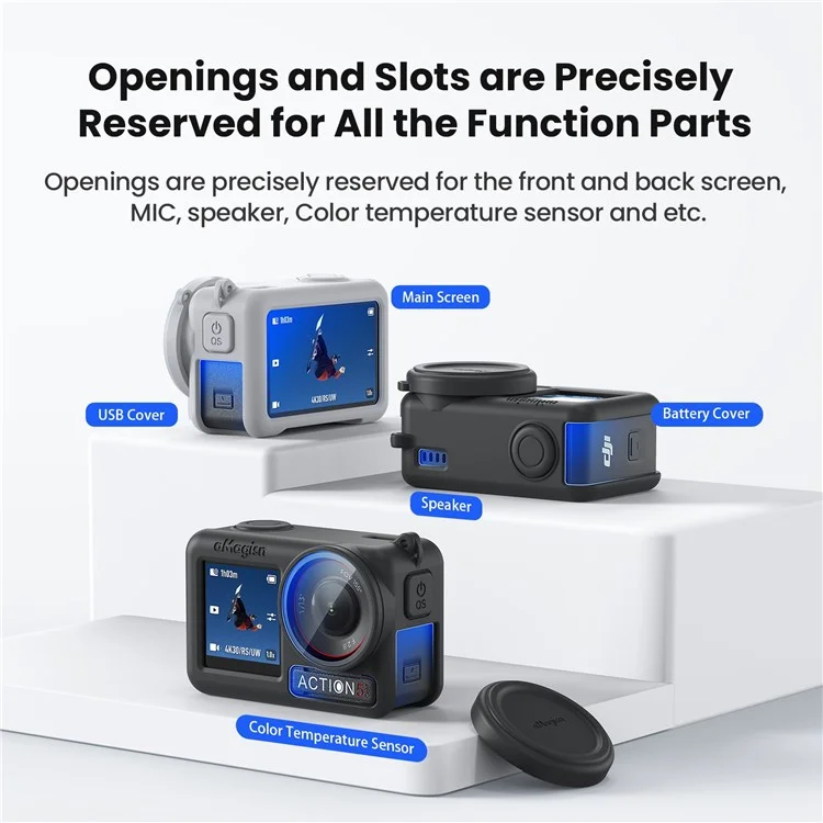 AMAGISN Silicone Protective Case for DJI Osmo Action 5 Pro Sports Camera Accessory - Black