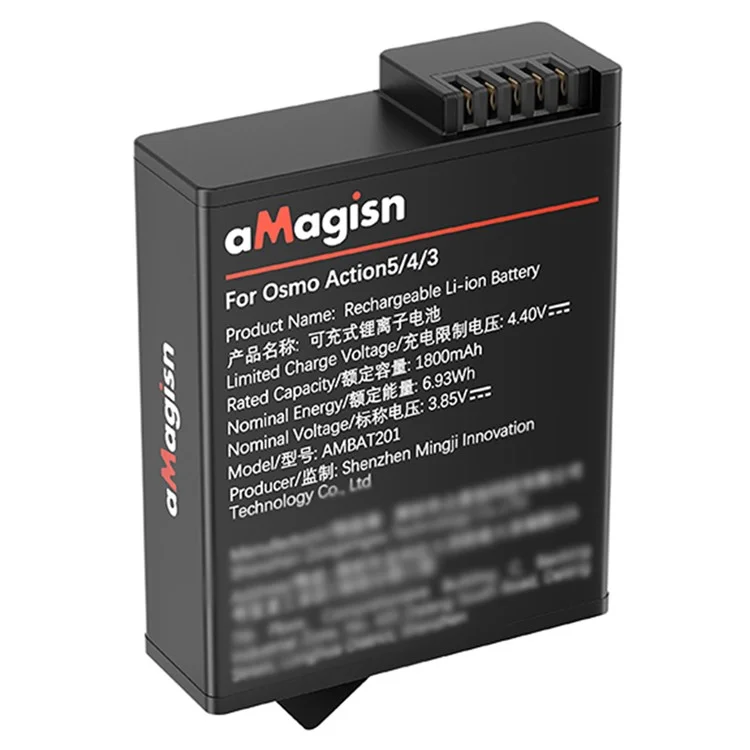 AMAGISN pour DJI Osmo Action 4 / 3 Batterie de remplacement basse température 1800mAh Batterie de caméra