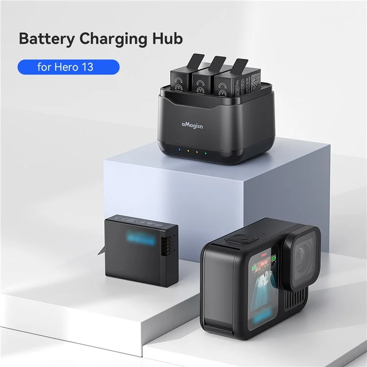 AMAGISN Для GoPro Hero 13 Аккумуляторный Зарядный Хаб 3-Слотный Зарядное Устройство Аксессуары Для Экшн-Камеры