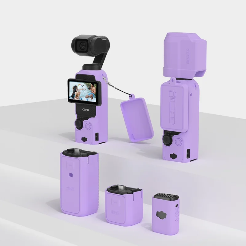 BRDRC For DJI Osmo Pocket 3 Full Set Camera Protective Case Soft Silicone Anti-drop Cover - Purple