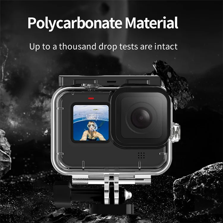 Для GoPro Hero 12 / 11 / 10 / 9 Противоударный водонепроницаемый чехол для подводной съемки на глубине до 45 м с 3 фильтрами