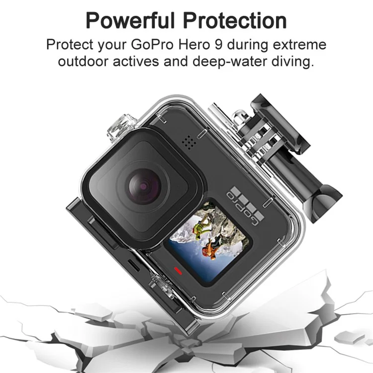 Для GoPro Hero 12 / 11 / 10 / 9 Противоударный водонепроницаемый чехол для подводной съемки на глубине до 45 м с 3 фильтрами
