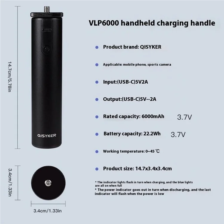 Kit d'expansion de chargeur QISYKER OPA30410 pour DJI Pocket 2 / Osmo Pocket avec prise de charge de 6000 mAh, trépied et pare-soleil.