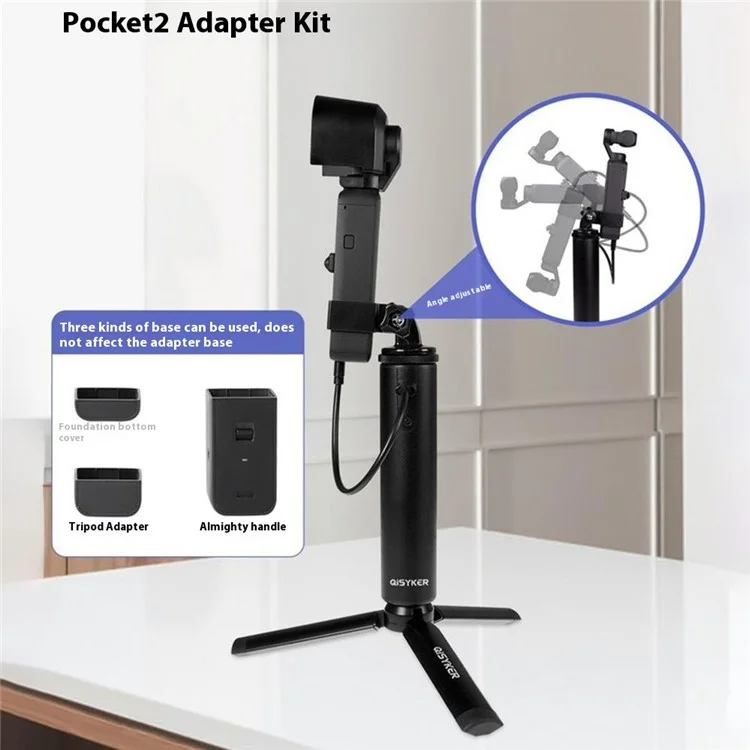 Kit d'expansion de chargeur QISYKER OPA30410 pour DJI Pocket 2 / Osmo Pocket avec prise de charge de 6000 mAh, trépied et pare-soleil.