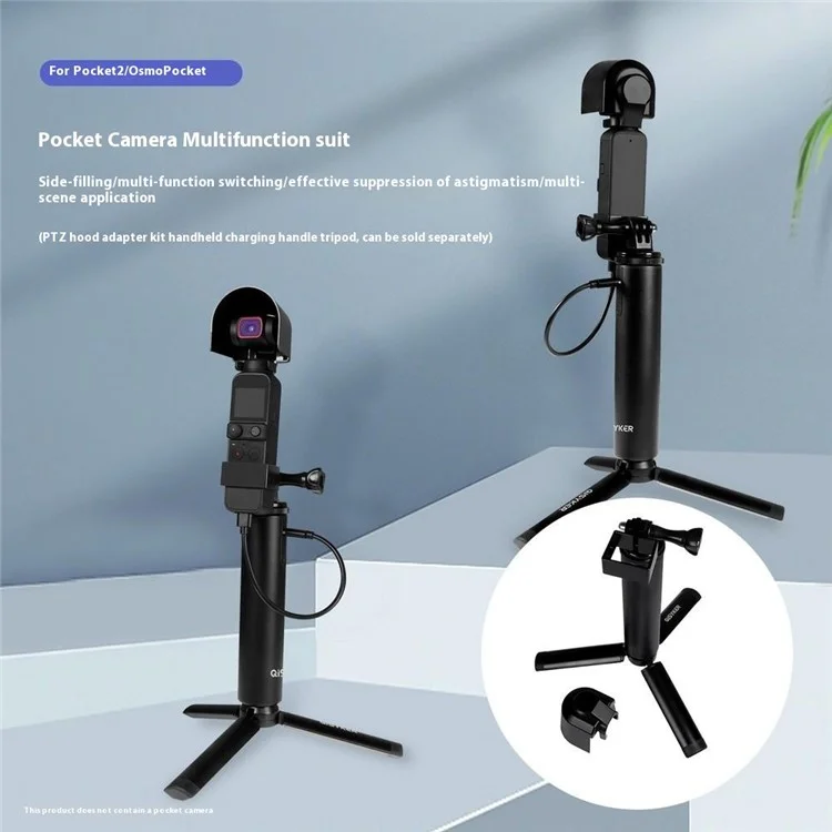 Kit d'expansion de chargeur QISYKER OPA30410 pour DJI Pocket 2 / Osmo Pocket avec prise de charge de 6000 mAh, trépied et pare-soleil.