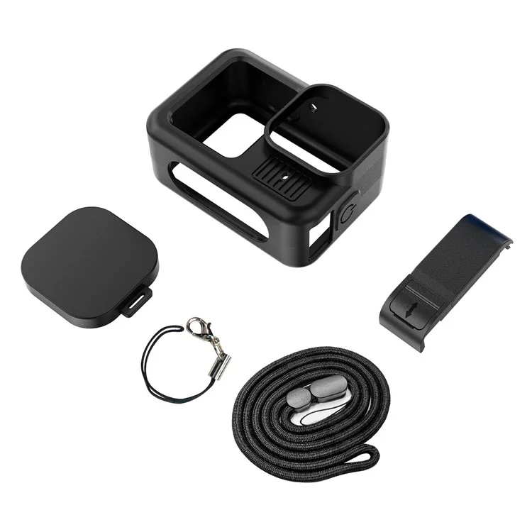 For GoPro Hero 13 Camera Silicone Case Protective Cover with Side Lid Accessories - Black