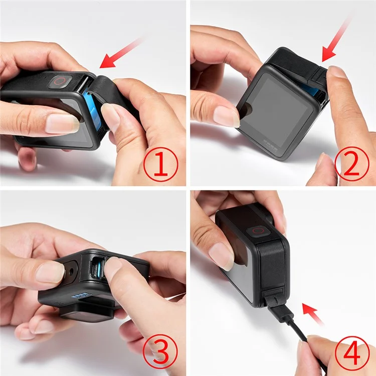S-056 For GoPro Hero 13 / 12 / 11 / 10 / 9 Camera Silicone Protective Case with Side Lid - Black