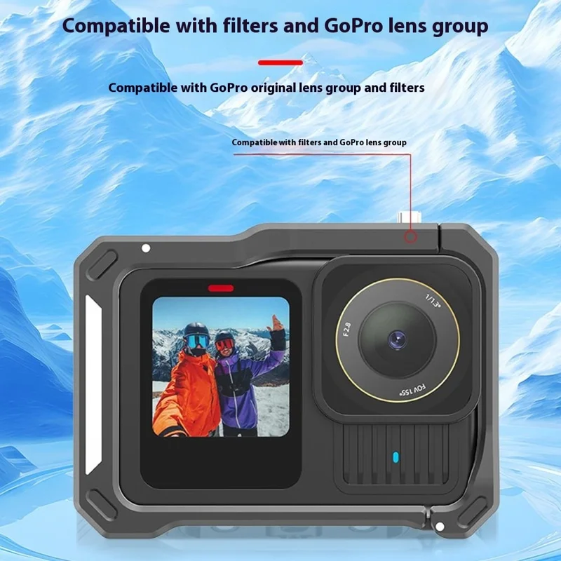 HEPAIL For GoPro Hero 13 / 12 / 11 / 10 / 9 Horizontal Vertical Shooting Frame Aluminum Alloy Camera Cage