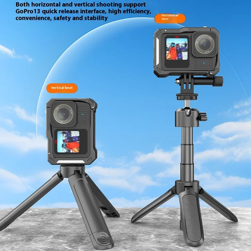 HEPAIL For GoPro Hero 13 / 12 / 11 / 10 / 9 Horizontal Vertical Shooting Frame Aluminum Alloy Camera Cage