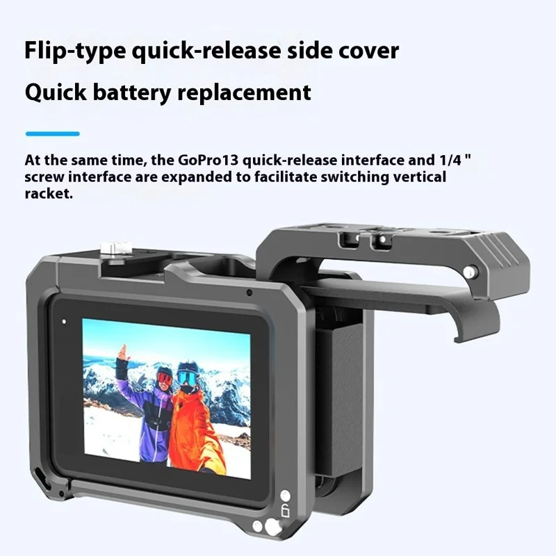 HEPAIL For GoPro Hero 13 / 12 / 11 / 10 / 9 Horizontal Vertical Shooting Frame Aluminum Alloy Camera Cage