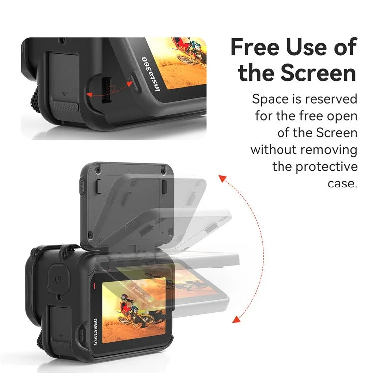 AMAGISN Silicone Protective Case for Insta360 Ace Pro 2 Action Camera Cover with Lens Cap and Carrying Strap - Black