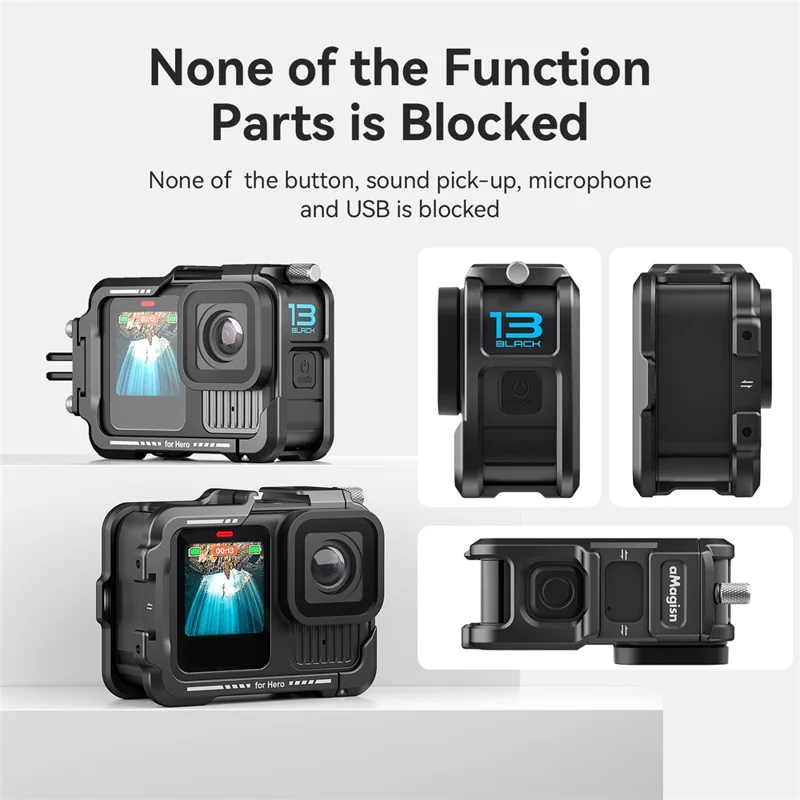 Jaula metálica de protección AMAGISN para GoPro Hero 13 / 12 / 11 / 10 / 9, accesorio para ciclismo y filmación