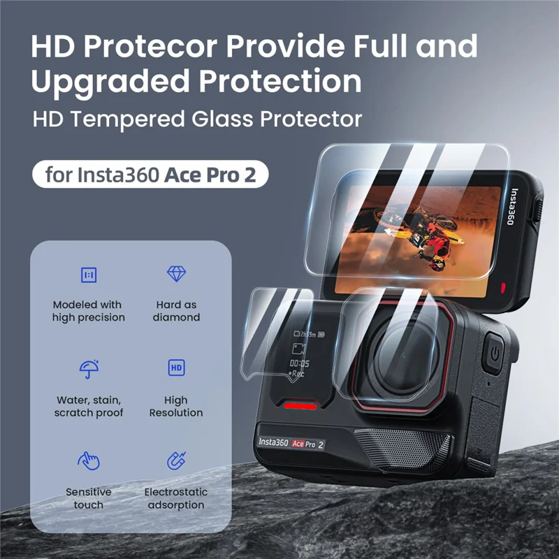 AMAGISN 2Set Pellicola Protettiva per Insta360 Ace Pro 2 Vetro Temperato Pellicola per Obiettivo della Fotocamera 9H Durezza 0,25 mm