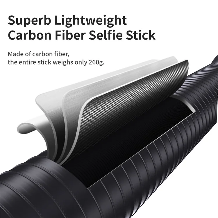AMAGISN 3m Carbon Fiber Selfie Stick Sports Camera Extension Pole for Insta360  /  DJI  /  GoPro