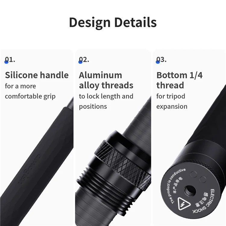 AMAGISN 3m Carbon Fiber Selfie Stick Sports Camera Extension Pole for Insta360  /  DJI  /  GoPro