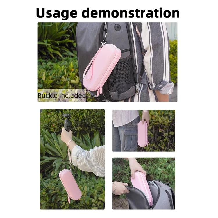 Borsa portatile BRDRC per DJI Osmo Pocket 3, custodia da trasporto per fotocamera con cerniera e gancio in metallo, colore rosa.