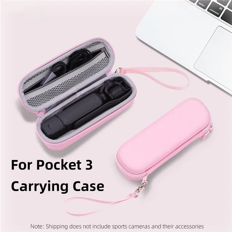 Borsa portatile BRDRC per DJI Osmo Pocket 3, custodia da trasporto per fotocamera con cerniera e gancio in metallo, colore rosa.