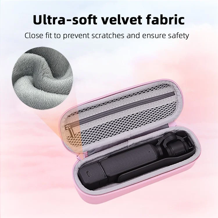 Borsa portatile BRDRC per DJI Osmo Pocket 3, custodia da trasporto per fotocamera con cerniera e gancio in metallo, colore rosa.