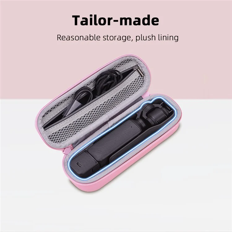 Borsa portatile BRDRC per DJI Osmo Pocket 3, custodia da trasporto per fotocamera con cerniera e gancio in metallo, colore rosa.