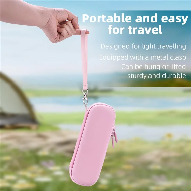 Borsa portatile BRDRC per DJI Osmo Pocket 3, custodia da trasporto per fotocamera con cerniera e gancio in metallo, colore rosa.