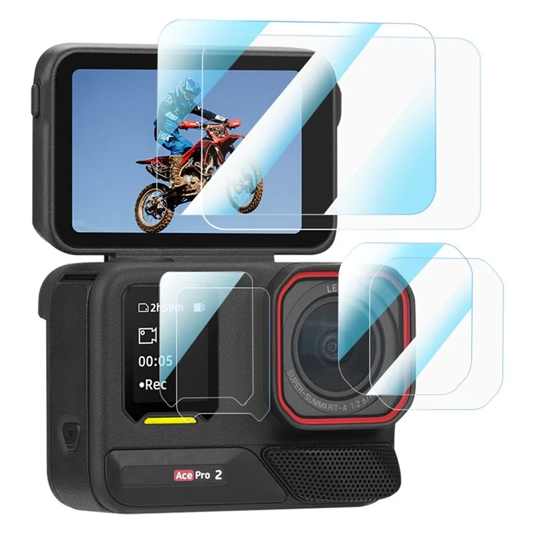 Защитная пленка для камеры BRDRC 2Set для Insta360 Ace Pro 2, закаленное стекло, 9H, устойчивое к царапинам