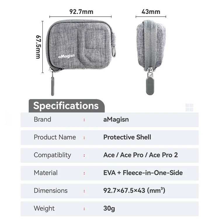Estuche protector duro de EVA AMAGISN para Insta360 Ace Pro 2 / Ace Pro / bolsa de almacenamiento de la cámara Ace