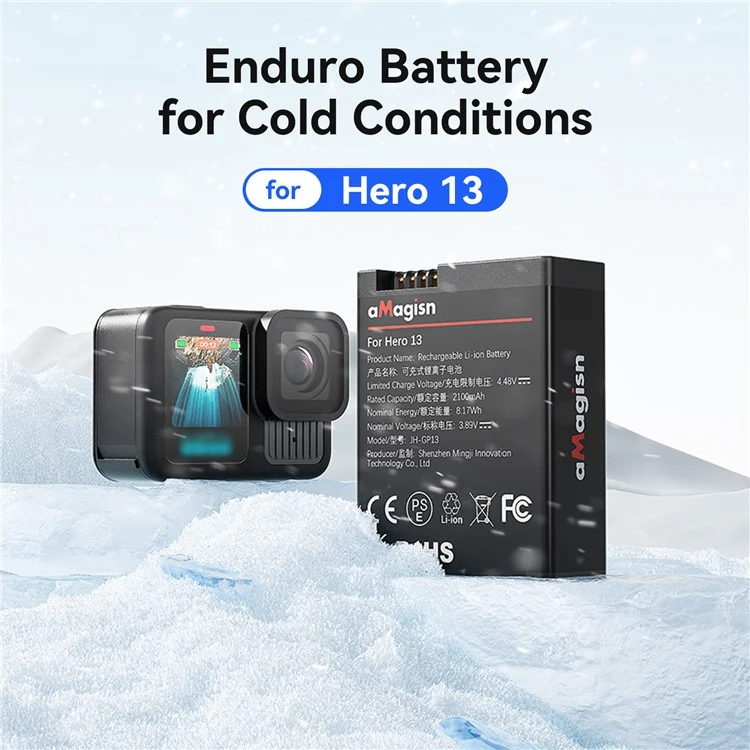 Batterie rechargeable Enduro 2100mAh Li-Ion basse température pour GoPro Hero 13