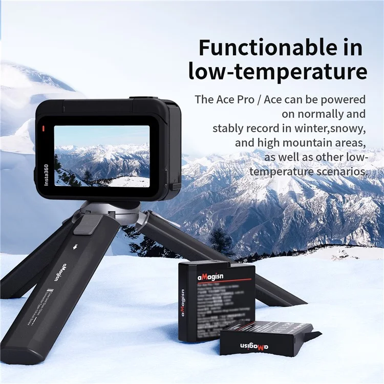 AMAGISN Батарея 1650 мАч для Insta360 Ace / Ace Pro / Ace Pro 2, 30 Вт быстрая зарядка, литий-ионная батарея с низкой температурой