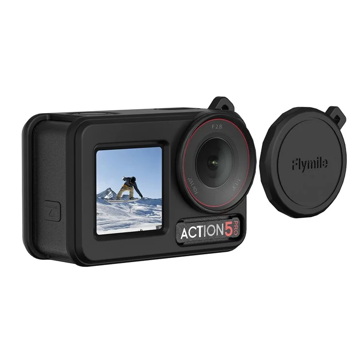 FLYMILE Schutzhülle aus Silikon für DJI Osmo Action 5 Pro mit Objektivdeckel + Gurte - Schwarz