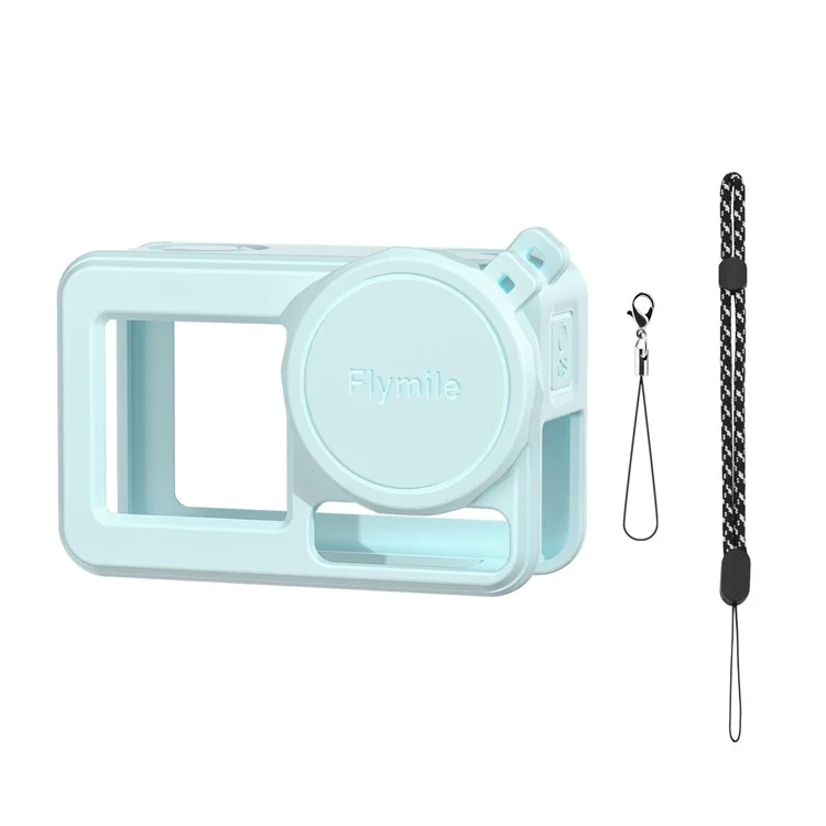 FLYMILE For DJI Osmo Action 5 Pro Silicone Case Protective Cover with Lens Cap +  Straps - Blue