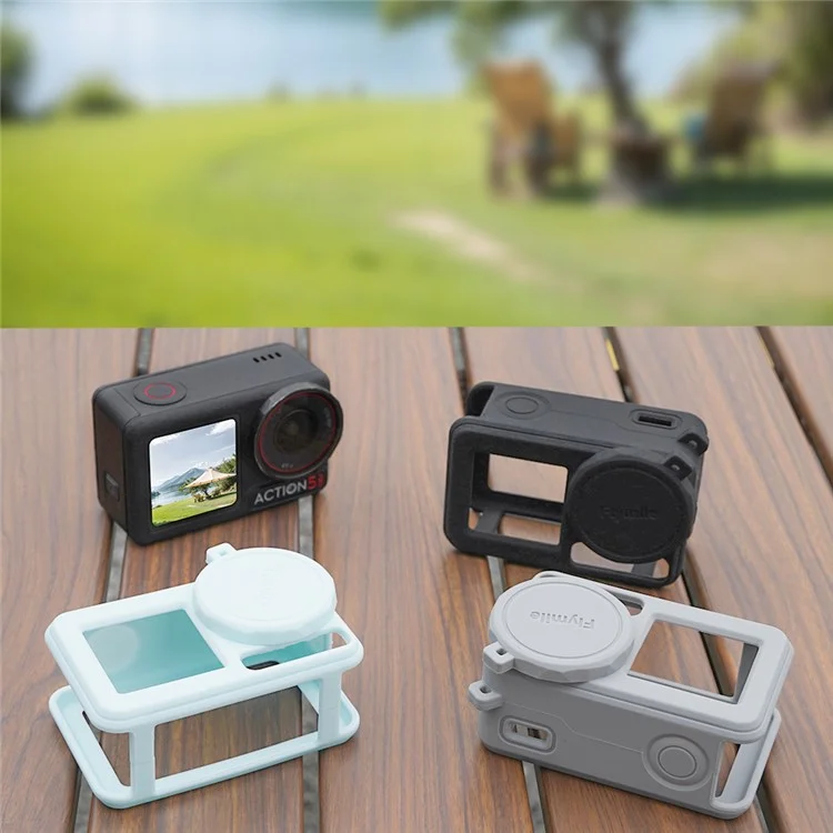 FLYMILE For DJI Osmo Action 5 Pro Silicone Case Protective Cover with Lens Cap +  Straps - Blue