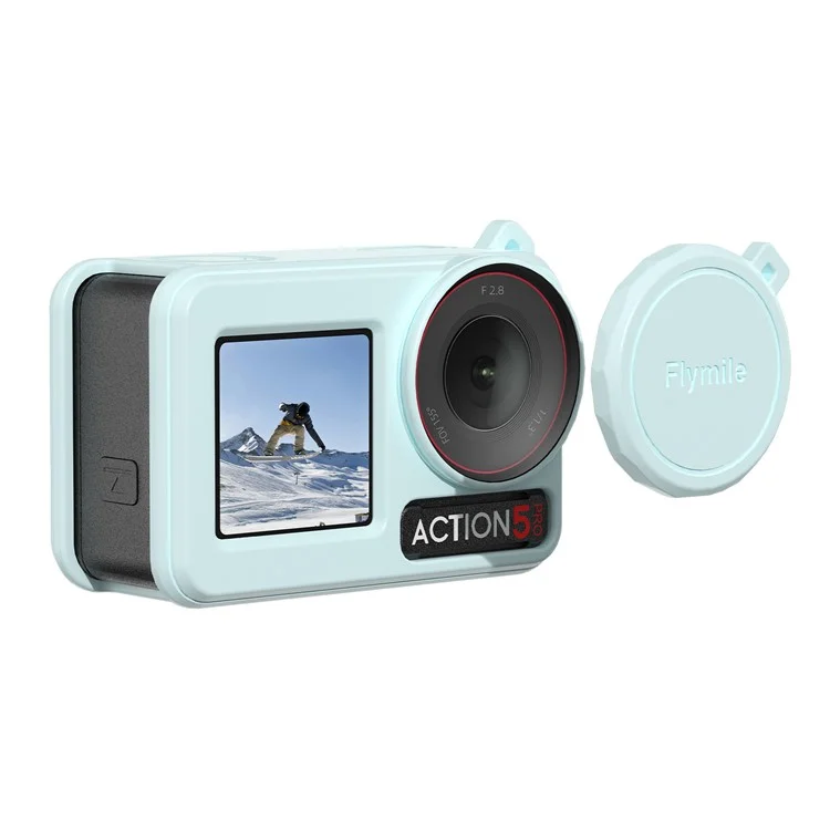 FLYMILE For DJI Osmo Action 5 Pro Silicone Case Protective Cover with Lens Cap +  Straps - Blue