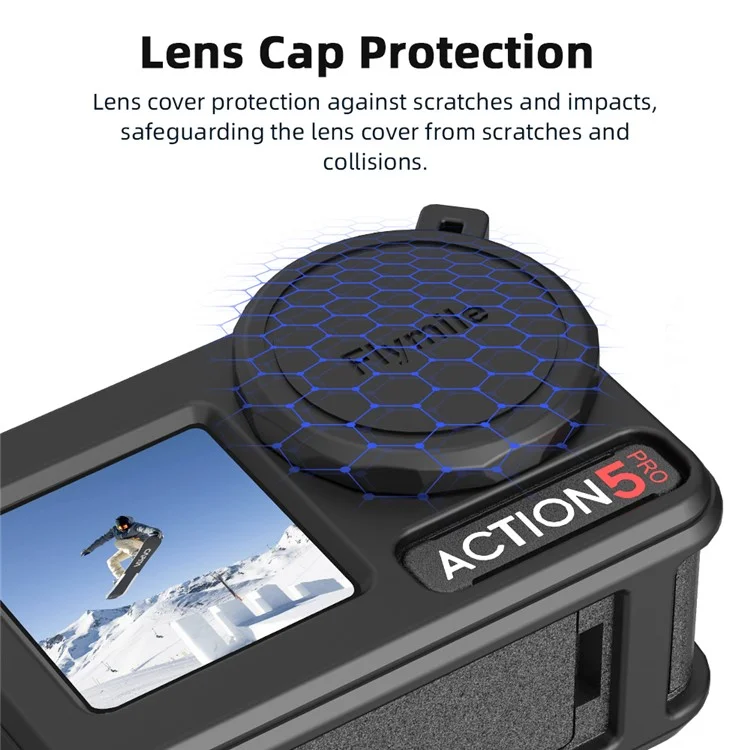 FLYMILE For DJI Osmo Action 5 Pro Silicone Case Protective Cover with Lens Cap +  Straps - Blue