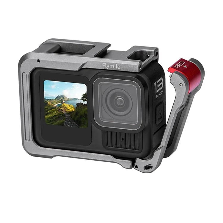 Защитная клетка FLYMILE для GoPro Hero 13 / 12 / 11 / 10 / 9, комплект с быстросъемным креплением, алюминиевый корпус